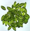 50 16x6mm Transparent Olivine Narrow Flat Oval Beads